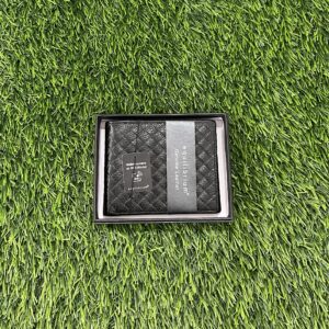 EQ Men Patterned Black Leather Wallet