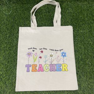Floral Teacher Totebag (Cream)
