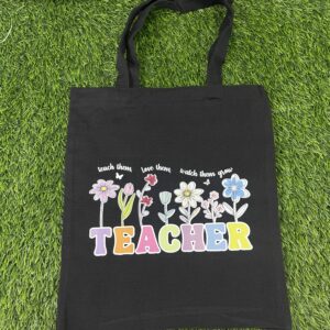 Floral Teacher Totebag (Black)