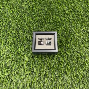 Harvey Makin Square Chrome Black Cufflinks